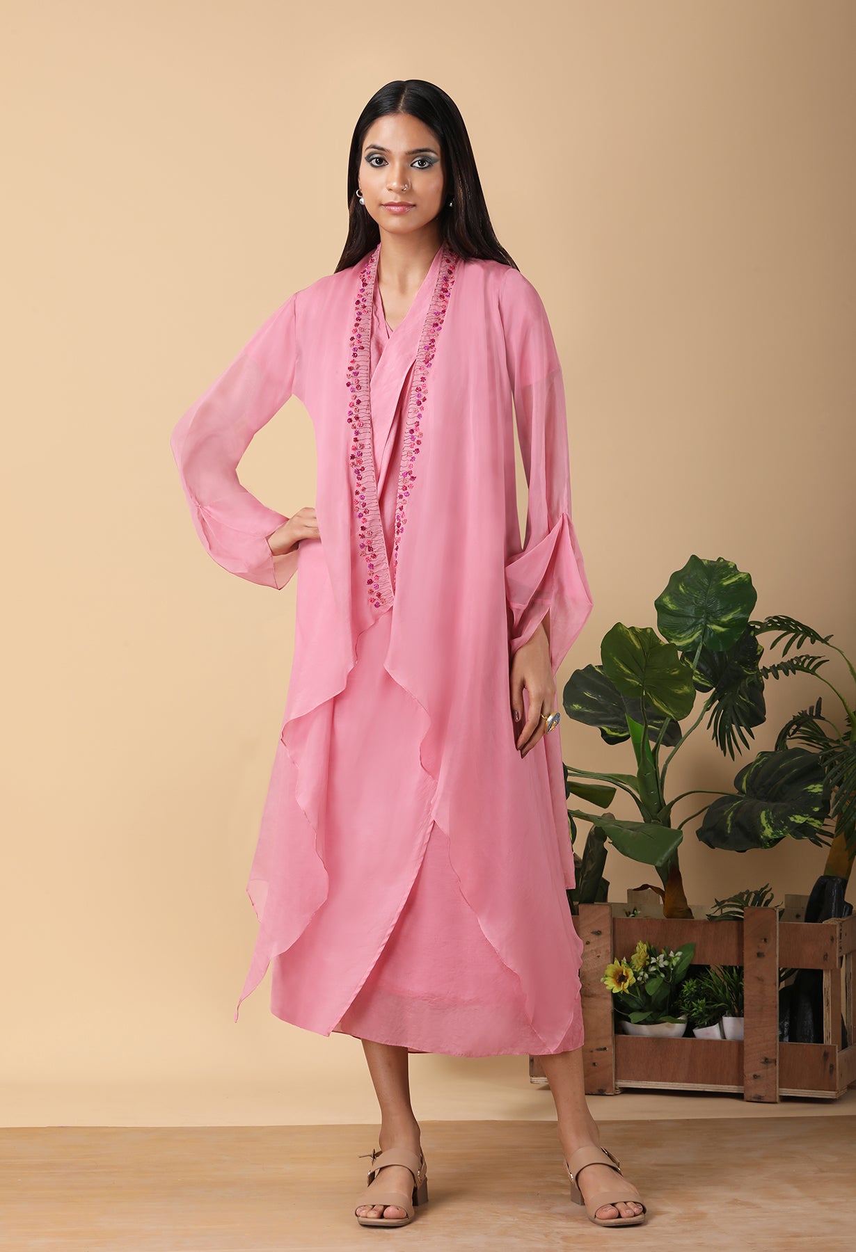 Melon Color Layered dress