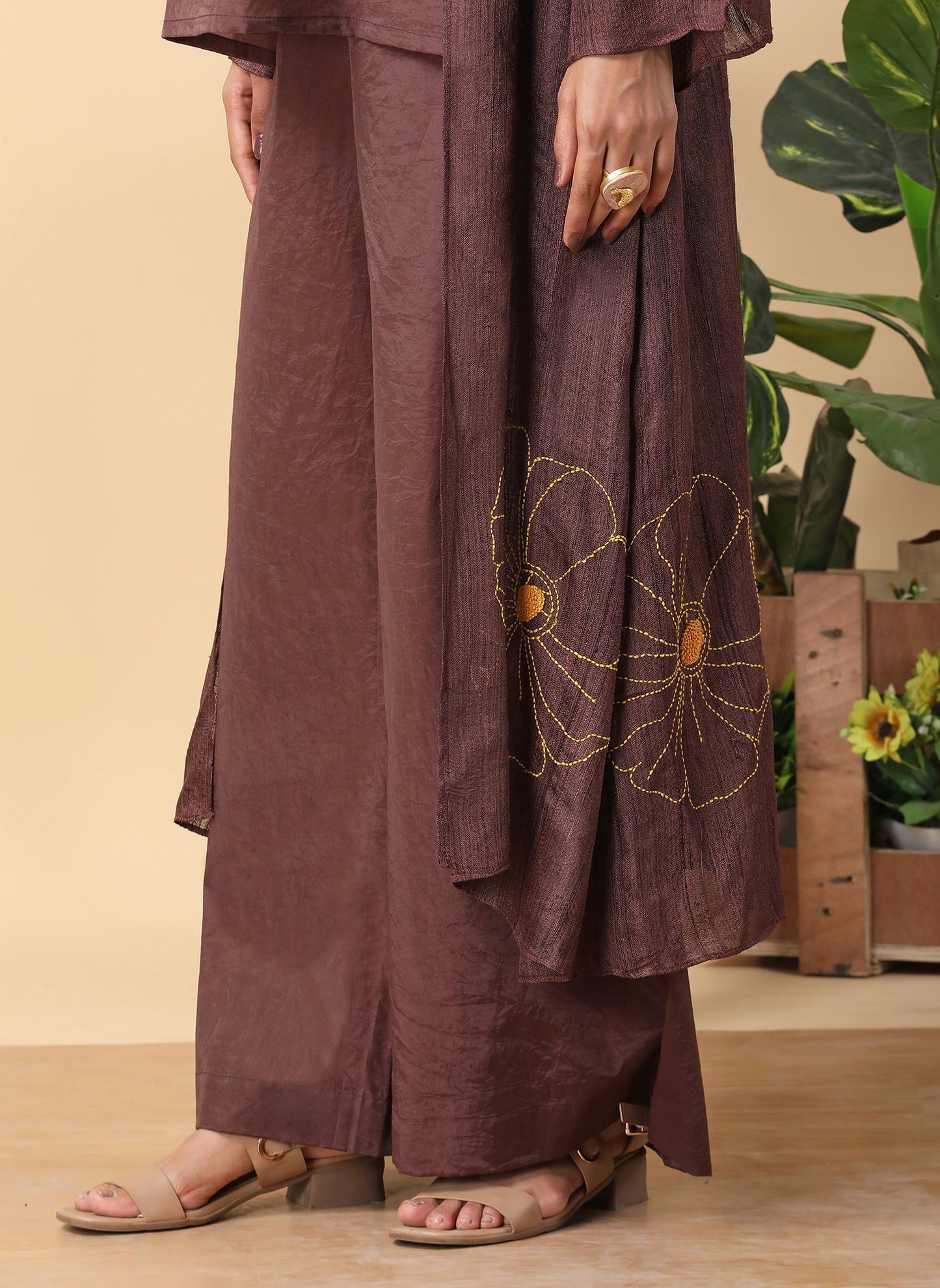 Dark Chocolate Tassar Overcoat set