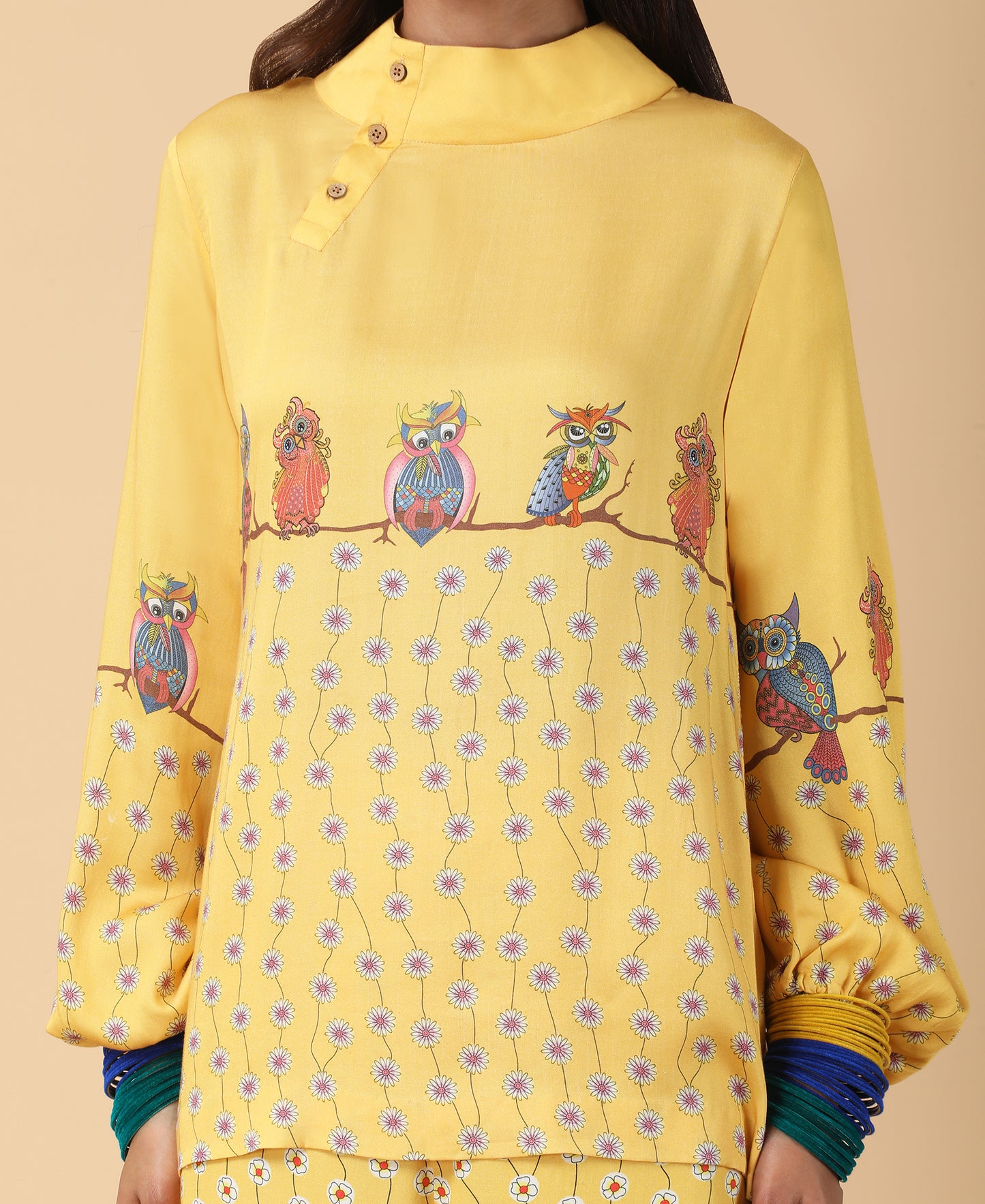 Flat collared balloon sleeve Top