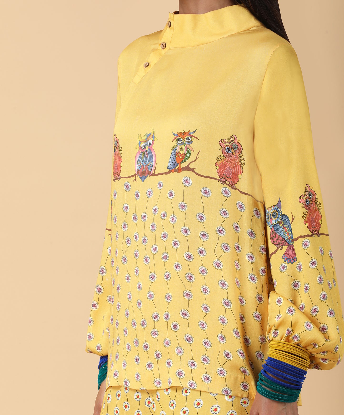 Flat collared balloon sleeve Top