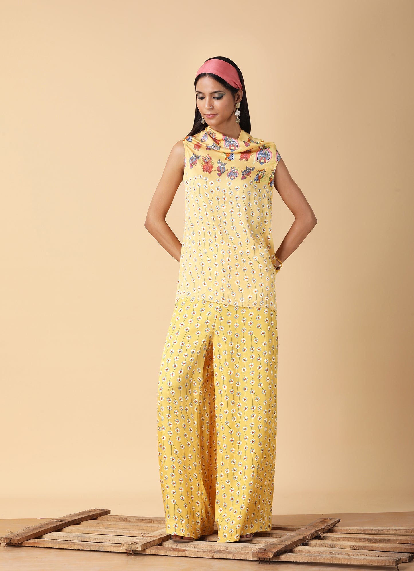 Cowl Neck Asymmetric Top a coordinate set