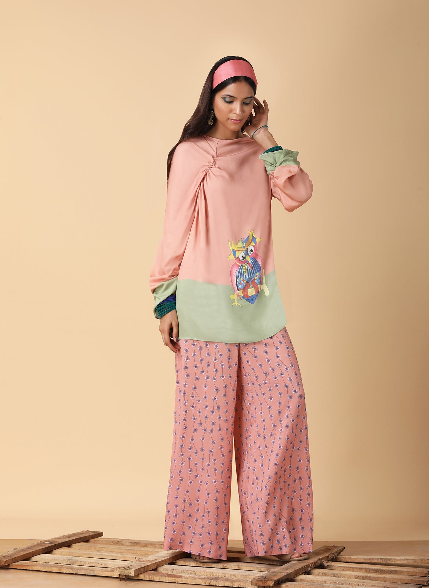 Ruched Neckline Top with full Sleeves