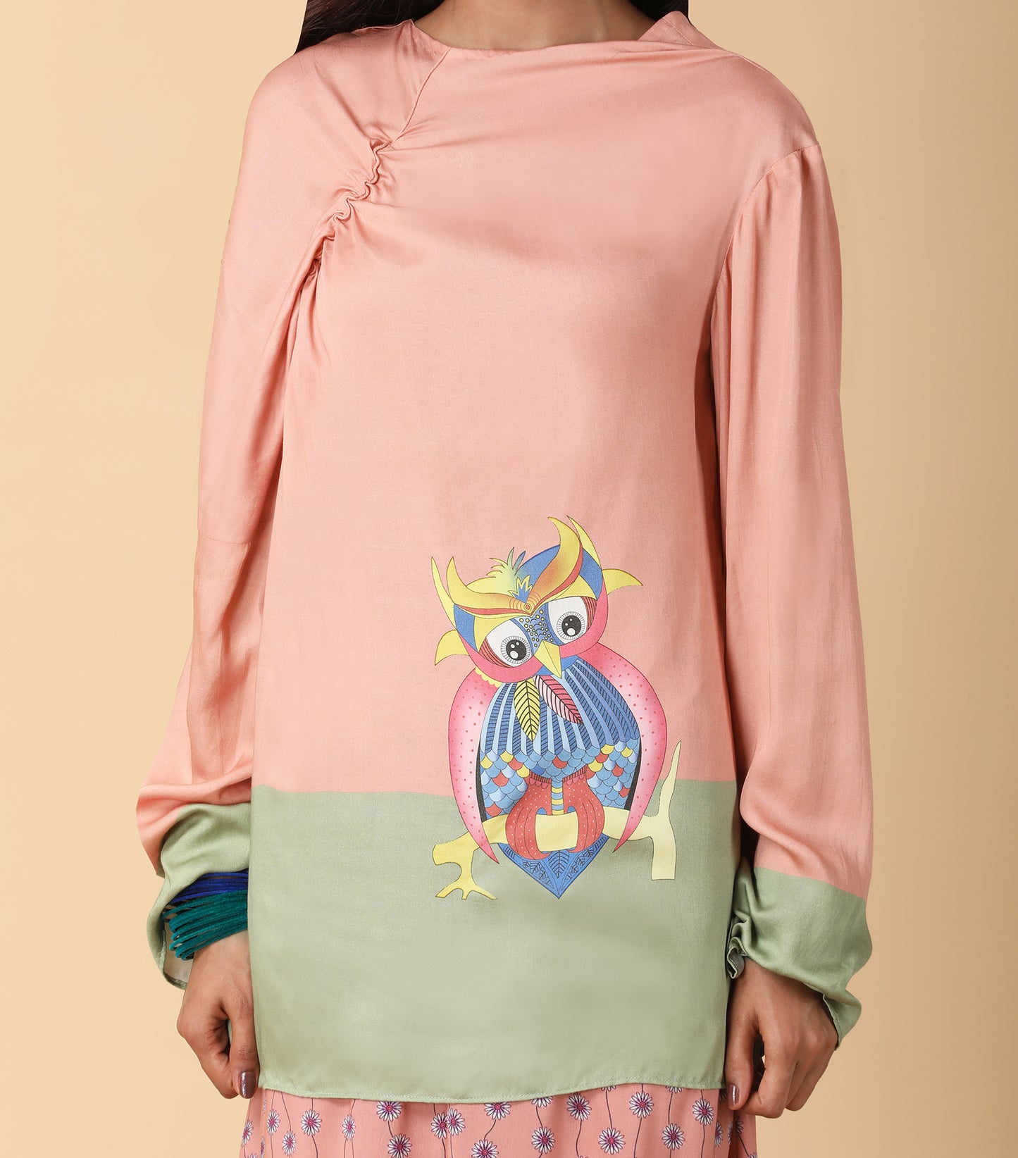 Ruched Neckline Top with full Sleeves