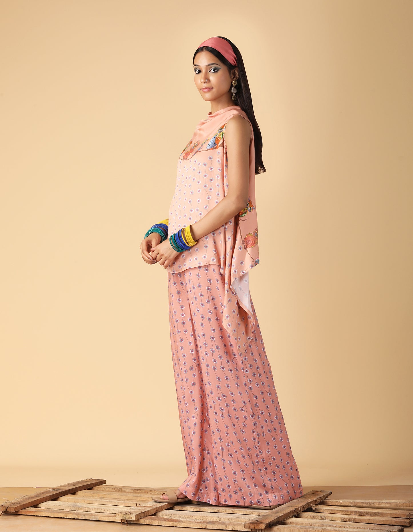 Cowl Neck Asymmetric top a coordinate set