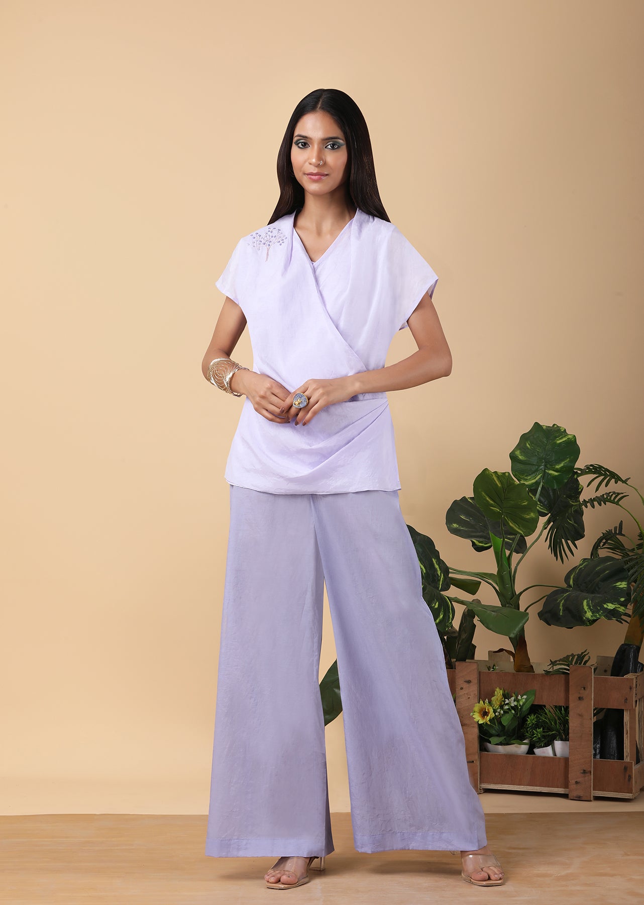 Draped drop shoulders Top set