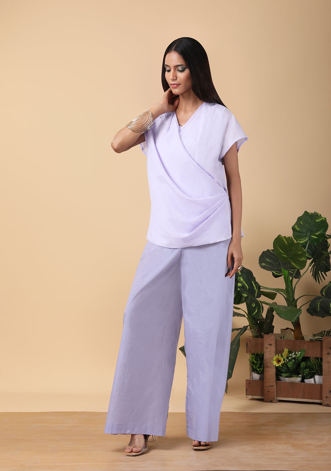 Draped drop shoulders Top set