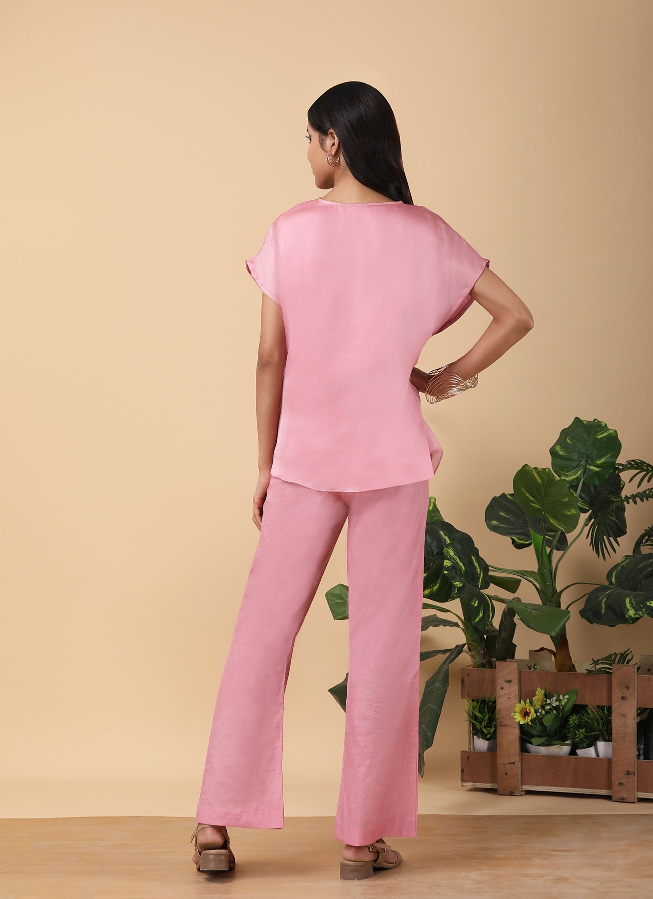 Asymmetric high-neck Tunic set