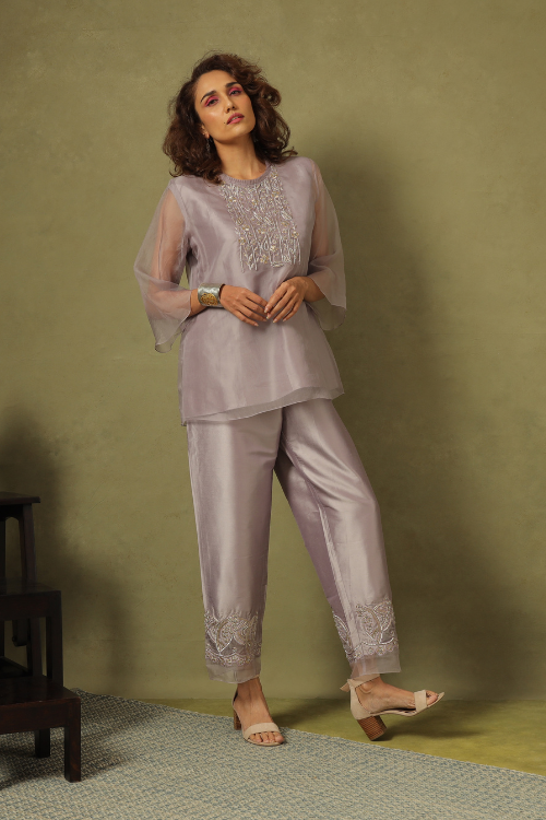 Silk Organza Top Cotton Silk Dupion Trouser