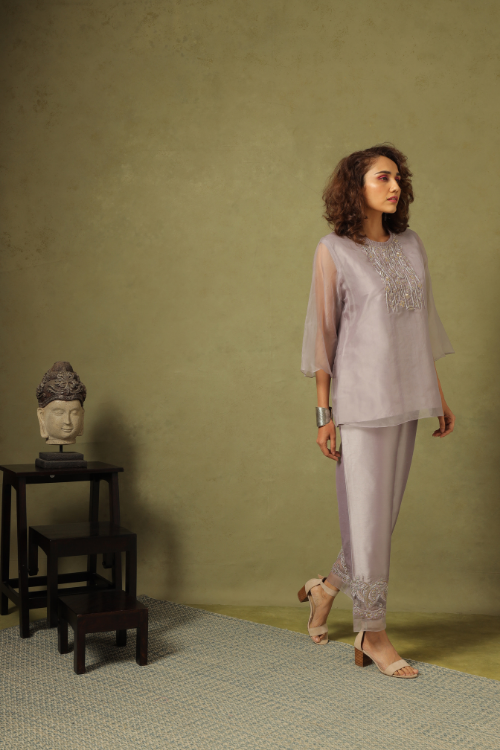 Silk Organza Top Cotton Silk Dupion Trouser