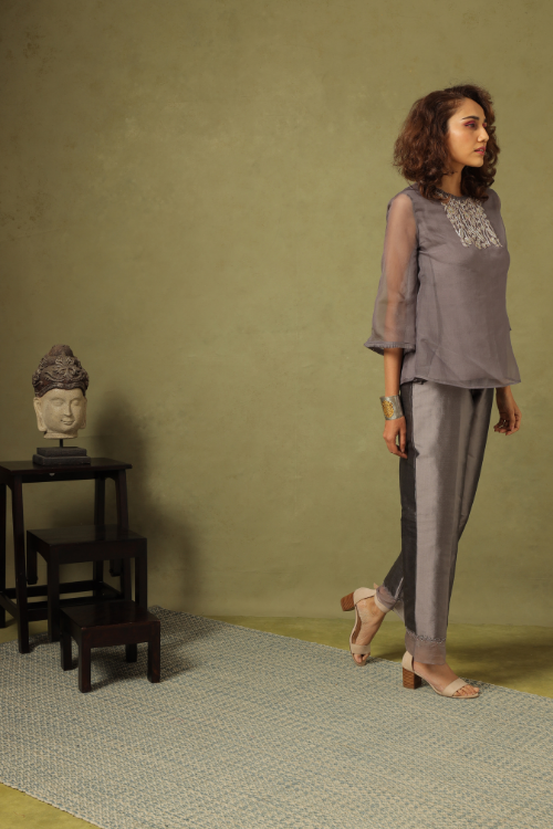 Silk Organza Top Cotton Silk Dupion Trouser