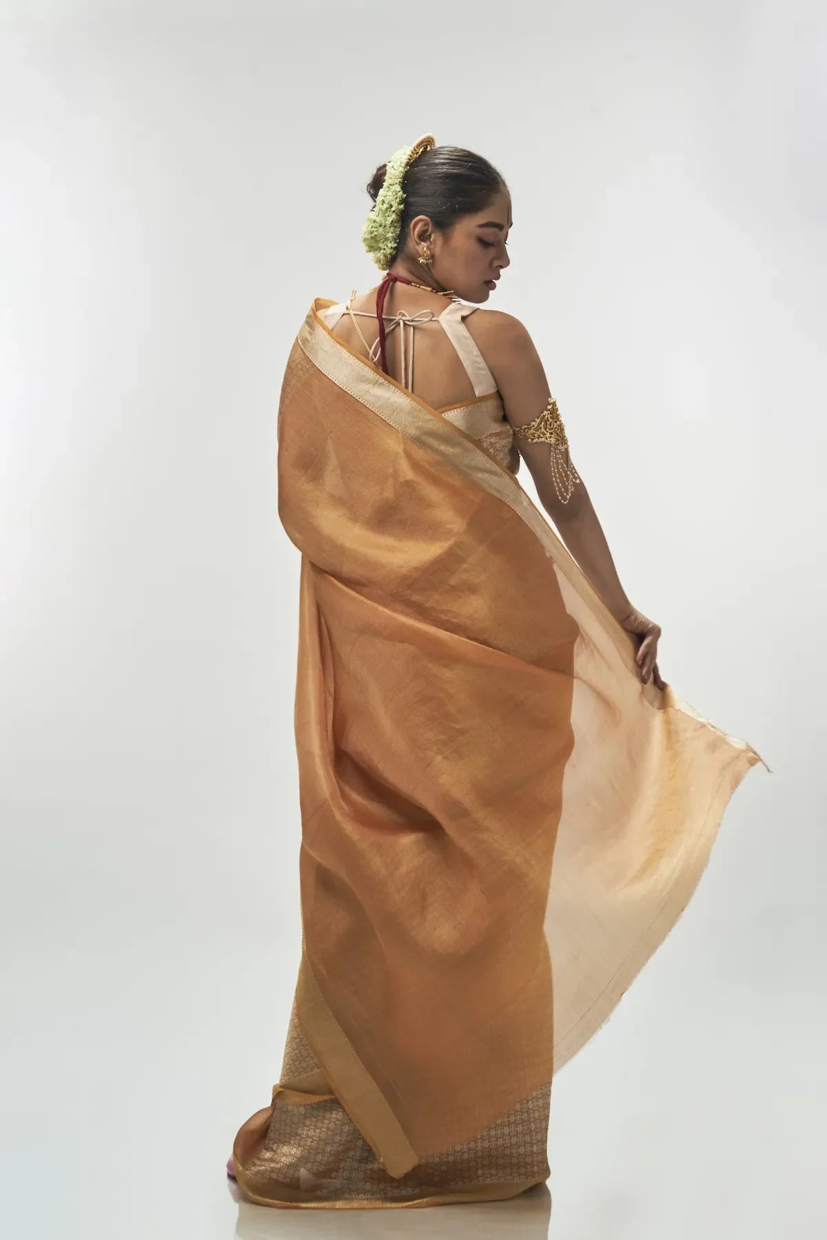 Honey mustard Silk Tissue Saree