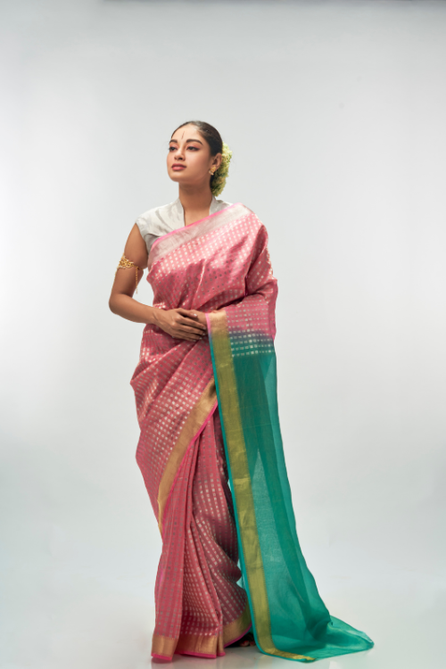 DGJS009 Pink Rose with Emerald Saree