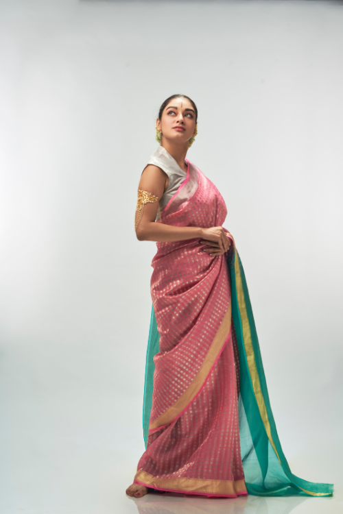 DGJS009 Pink Rose with Emerald Saree