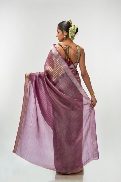 Rasberry glase Silk Tissue Saree