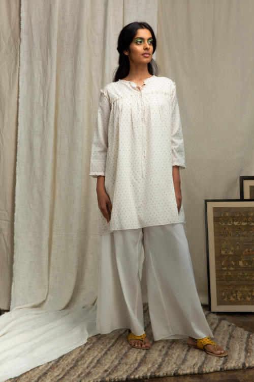 Off White, Chanderi Cotton Top