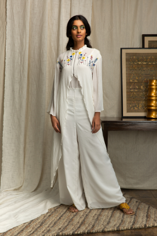 Off-White, Cotton/Viscose, Zipper Top