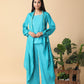 Blue turquoise tassar matka overcoat set