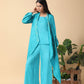 Blue turquoise tassar matka overcoat set