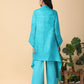 Blue turquoise tassar matka overcoat set