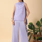 Lavender cowl-neck asymmetric top & trouser set