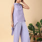 Lavender cowl-neck asymmetric top & trouser set