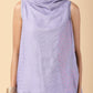 Lavender cowl-neck asymmetric top & trouser set