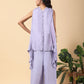 Lavender cowl-neck asymmetric top & trouser set