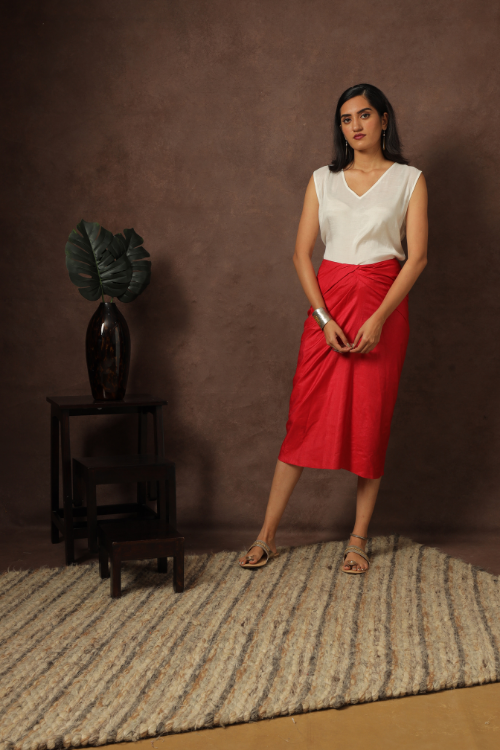 Mineral Red Cotton Silk Skirt