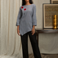 Black & White, Crimped Cotton Asymmetric Top